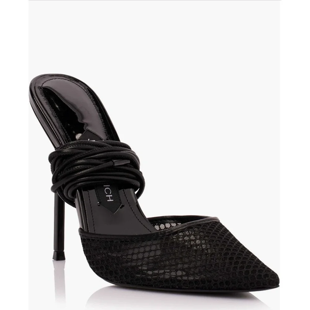 New in Box Jessica Rich Exotic Ankle Wrap Sandals in Black‎ Sz 38 Sz 8 $150
